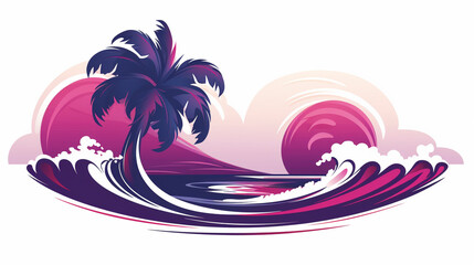 Fototapeta na wymiar purple tropical palm tree island illustration logo vector style 