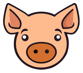 Pig icon isolated on vector transparent background