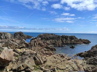 Fototapeta na wymiar côte bretonne batz sur mer le croisic, ile de batz, le grand blockhaus, blockhaus de batz sur mer
