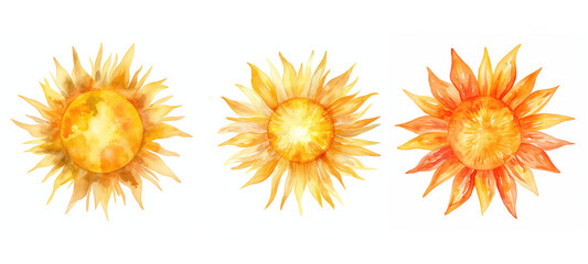 light sun with rays watercolor