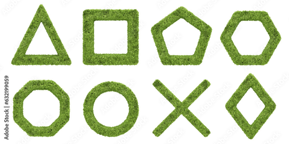 Aufkleber geometric shape garden bush. 3d rendering of isolated objects.