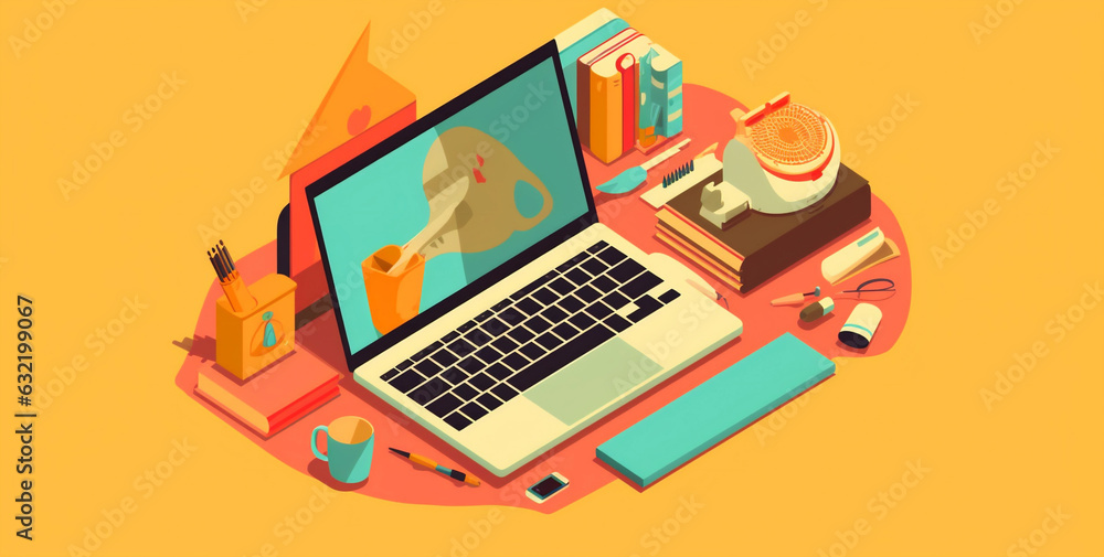 Poster web technology colours computer gadget laptop business design desktop background space. generative a