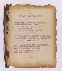 The Lord's Prayer on old Parchment Paper from 1880. 