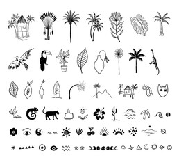 Astral groovy boho vector elements poster clipart wall art silhouette 70s 80s 