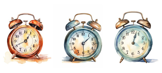 classic vintage alarm clock watercolor