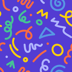 Abstract pattern doodle shape fun kid background. Vector color doodle line children party geometric design.