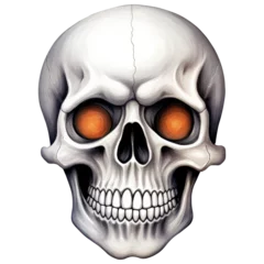 Afwasbaar Fotobehang Aquarel doodshoofd Watercolor Skull Human Head, Eerie, Horror, Spooky Halloween, Anatomy. Isolated on Transparent Background. Generative AI