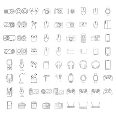 Different gadgets. Doodle vector illustrations isolate on white