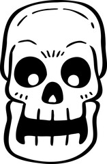 hand drawn skull illustration.