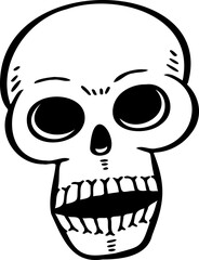 hand drawn skull illustration.