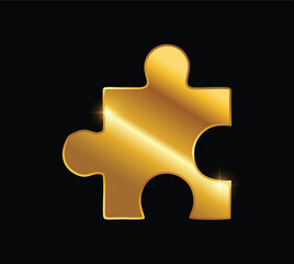 Obraz premium A vector illustration of Golden Piece of Puzzle Logo Illustration in black background with gold shine effect