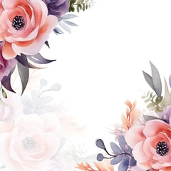 Floral frame rose decoration background with text space