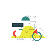 Geometric Shapes and Forms with Face Abstract Figure Cute Collage Vector Composition