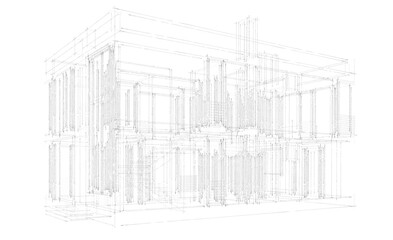 Fototapeta premium house building sketch architecture 3d illustration