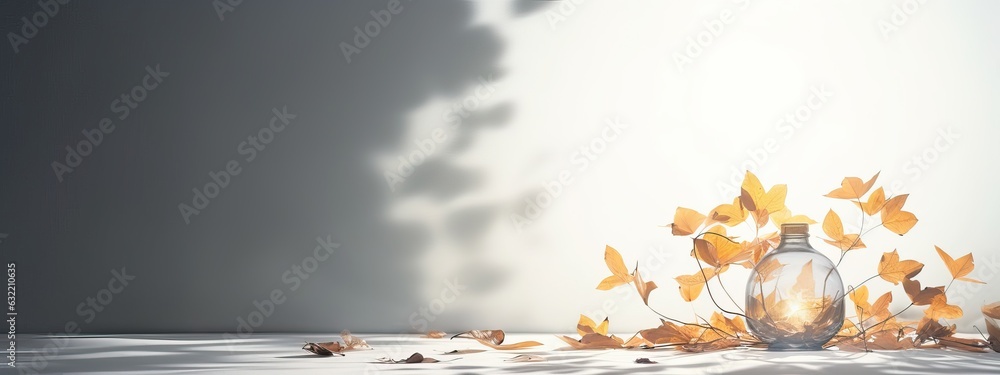 Poster an original light background image with a slight shadow of a plant for the presentation of various p
