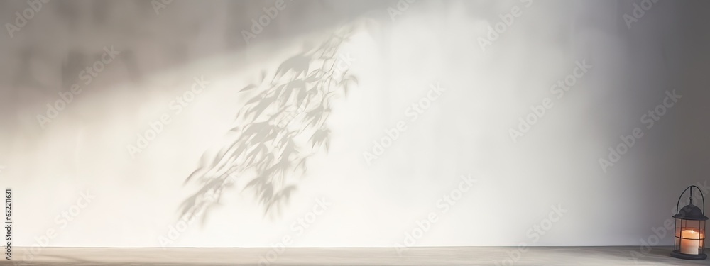 Poster an original light background image with a slight shadow of a plant for the presentation of various p