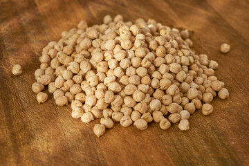 chickpeas on a wooden countertop