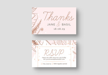 Pink Glitter Wedding Event RSVP Card Layout