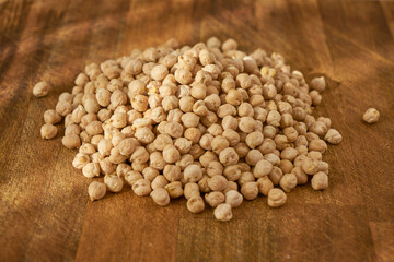 chickpeas on a wooden countertop