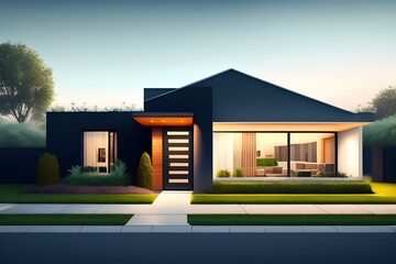 modern house with garden