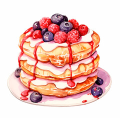 French traditional dessert paris-brest  isolated illustration on the white background