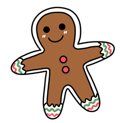 Obraz premium Gingerbread Cookie, Cookie man hand drawn element decoration