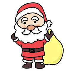 Santa holding a yellow gift bag