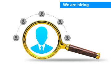 We are hiring to design a banner or poster with a magnifying glass and a silhouette of a...
