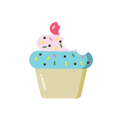 Cupcake bite icon design isolated on white background. Cupcake bite modern vector illustration. Cupcake bite flat icon style.