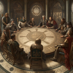 Knights of Round Table. Council of Knights..