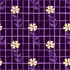 Cute stylized ditsy flower seamless pattern. Decorative naive botanical backdrop.