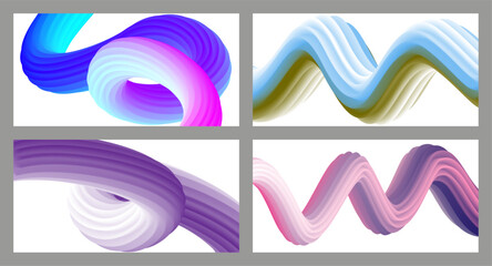 Abstract volumetric background. Cords. set of four illustrations. Toothpaste in a tube. Minimalism. Creative modern background. Cover design, wallpaper, background. eps vector.