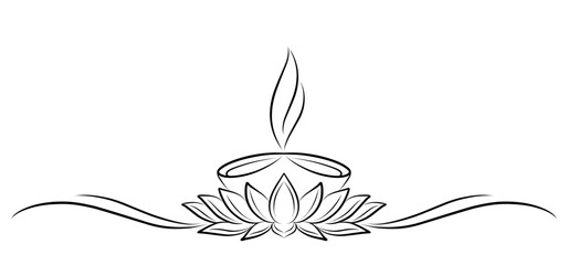 Diwali lotus line art