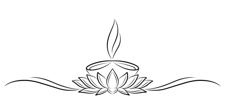 Diwali lotus line art