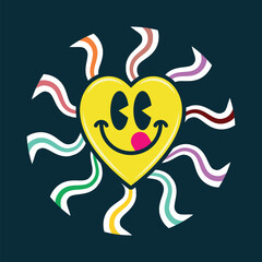 Colorful face savoring food cartoon emoji
