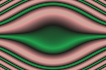 Psychedelisch wirkendes Motiv mit grasgrünen und altrosafarbenen Wellenformen - Hintergrund und Gestaltungselement mit Dynamik und 3d-Wirkung