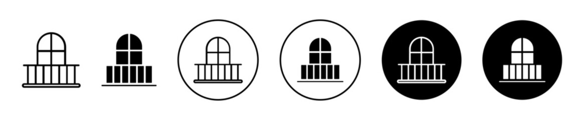 Balcony vector icon set. house, home, or apartment balcony black vector symbol.