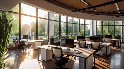 Fototapeta premium Interior Decoration of Modern Office space with nature and perfect space