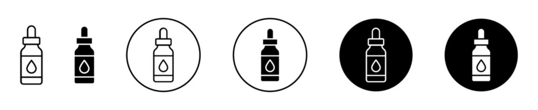 Dropper bottle icon set. essential oil or cbd oil vector symbol for apps and Website UI designs.