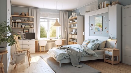 Modern bed room with furniture 