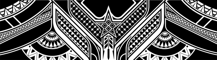 Art tattoo sleeve in polynesian style border - obrazy, fototapety, plakaty