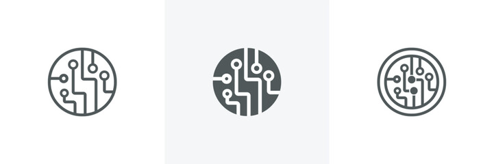 Circuit board icons. Technology scheme circles  sign icon in modern design style.Simple circuit board sign isolated on white background