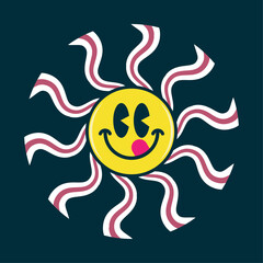 Colorful face savoring food cartoon emoji