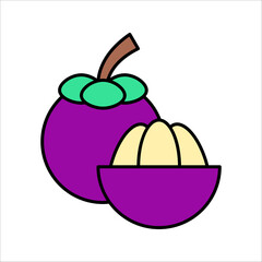 Mangosteen Logo, Health Fruit Design, Garden Farmer vector illustration on white background