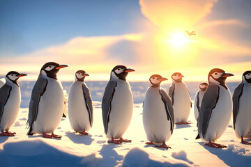 Host visits penguin colony captures. ai generative