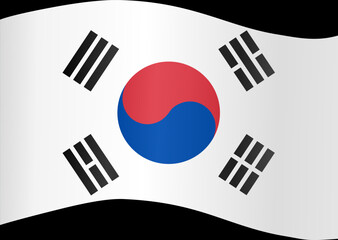 South Korea flag wave isolated on png or transparent background