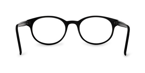 Stylish pair of glasses with black frame isolated on white