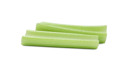 Fresh green cut celery isolated on white