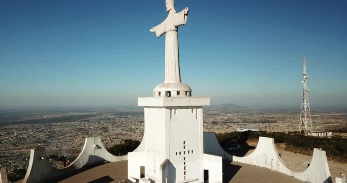 Aerial view of the Cristo Rei Huila Province Lubango Angola