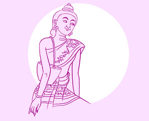 girl in pink vector for card decoration illustration